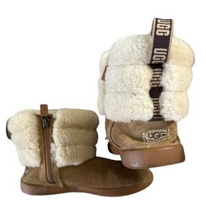 Ugg Mini Quilted Fluff Chestnut Boots Kids size‎ 12